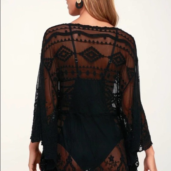 Boho Gypsy Beach Goddess Swim Cover Up Black - Picture 10 of 11
